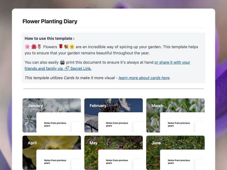 Craft Free Template: Flower Planting Planner