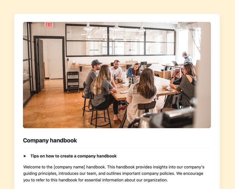 company handbook template in craft 