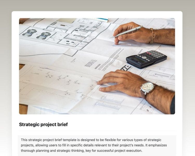 Strategic project brief template in Craft showing instructions.