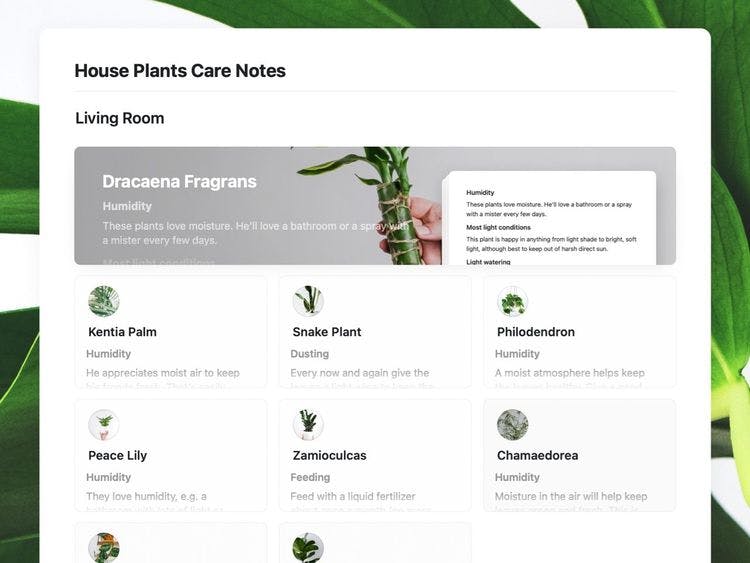 Craft Free Template: House Plant Notes Template