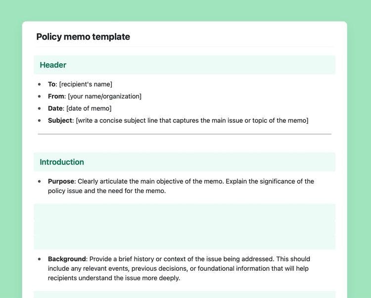 Policy memo in craft 