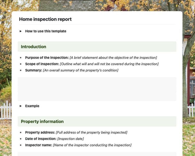 Home inspection report in Craft