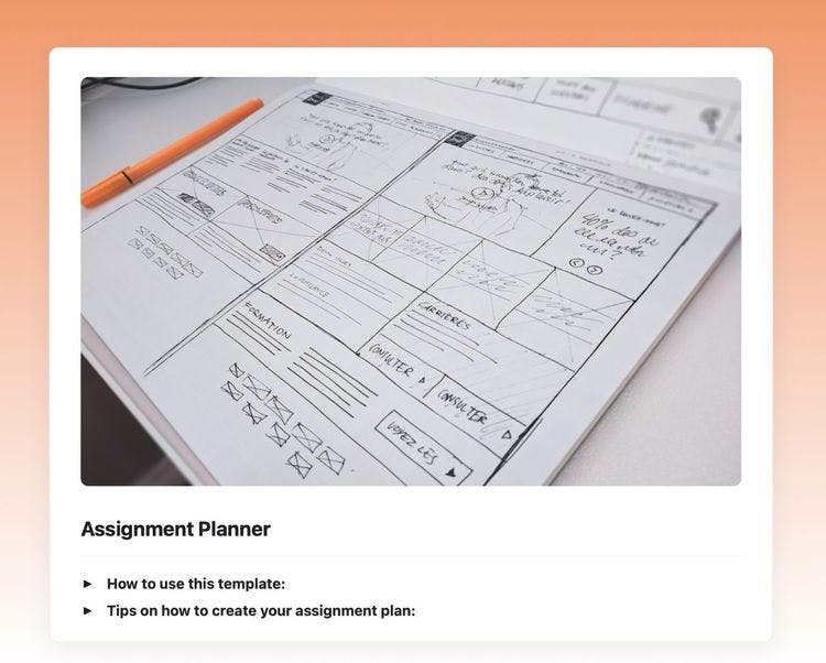 Craft Free Template: Assignment planner in craft