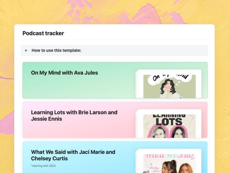Podcast Tracker Template Preview