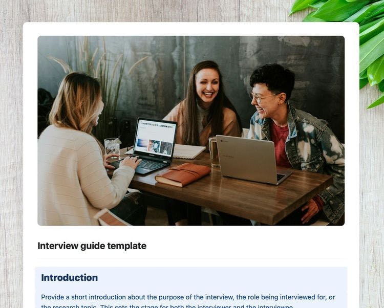 Craft Free Template: Interview guide template in Craft showing instructions.