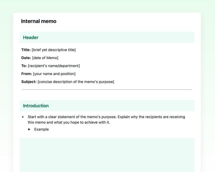 Craft Free Template: Internal memo in craft