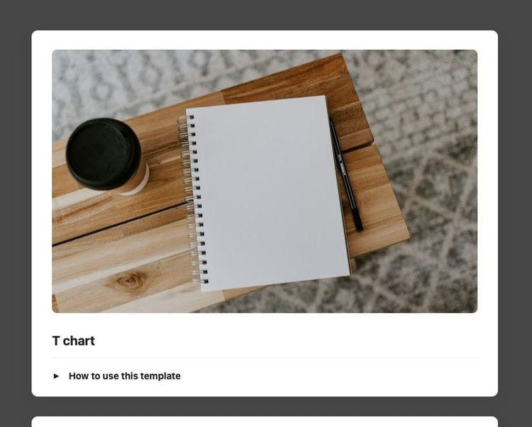 T chart in Craft