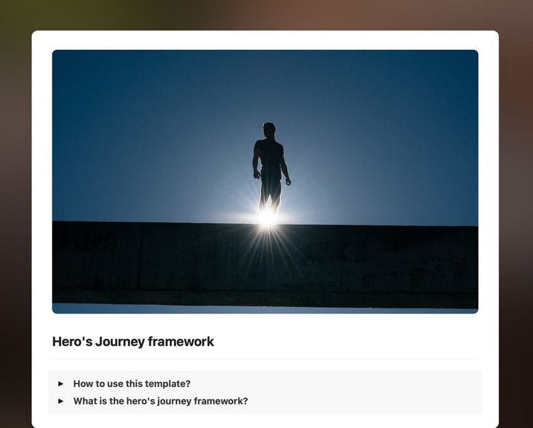Hero's Journey framework template in Craft.
