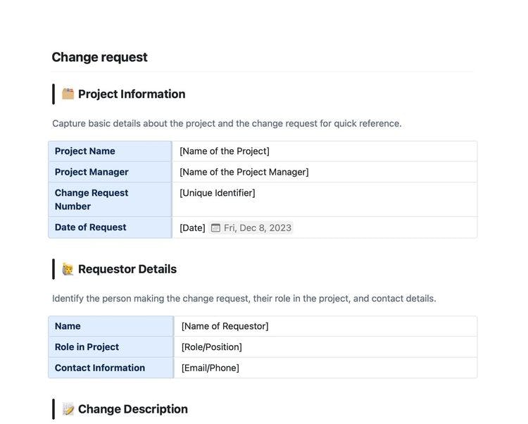 Change request template in Craft.