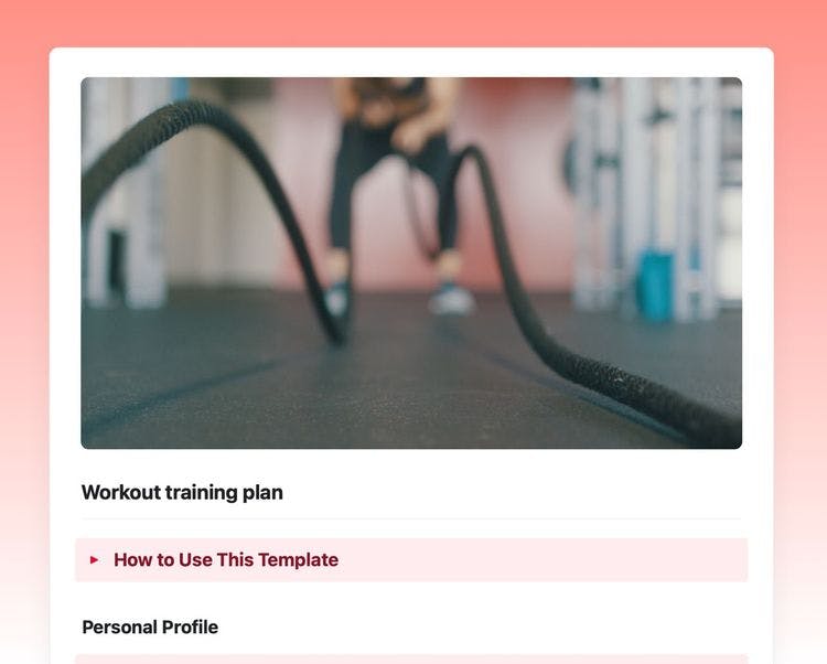 Craft Free Template: workout training plan in craft 