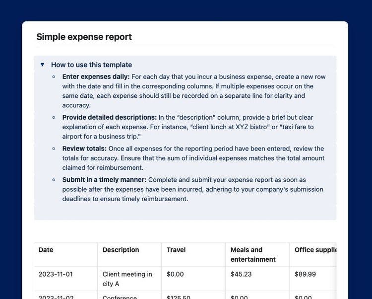 Simple expense report in Craft