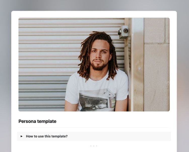 Craft Free Template: Persona template in Craft showing instructions.