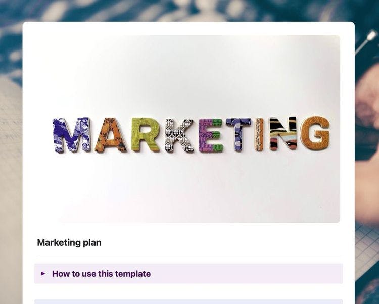 Craft Free Template: Marketing plan in Craft